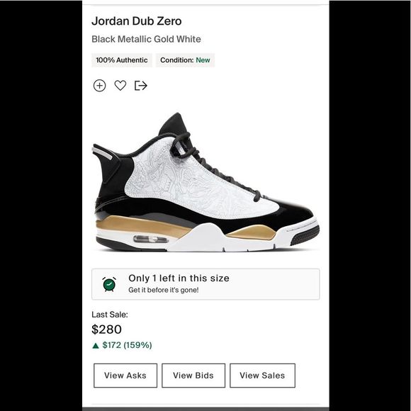 Jordan Other - Jordan Dub Zero 'Metallic Gold mens size 11 condition 9/10 with original box